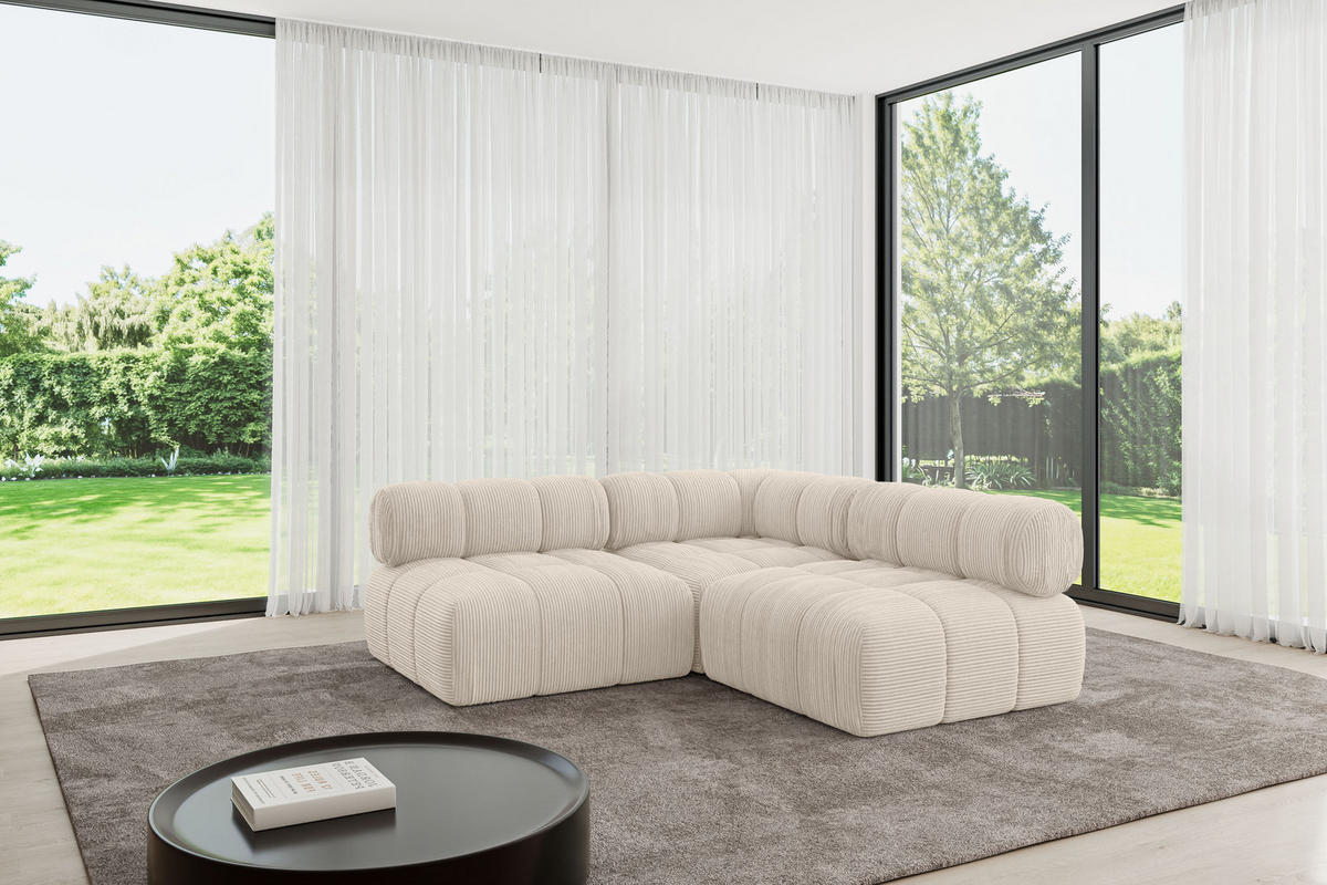 ECKSOFA modulares Sofa Samaro-L1 - 190x190x70 cm Beige Cord - Beige, Holzwerkstoff/Textil (190/190cm) - ALTDECOR