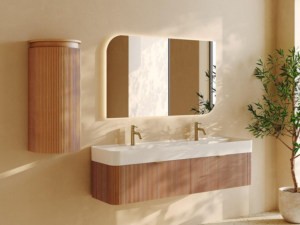 BADSCHRANK - 37.9 cm x 29.4 cm - holz - naturfarben hell Bulmas - Naturfarben, Holz (37.9/84/29.4cm) - Vente-Unique