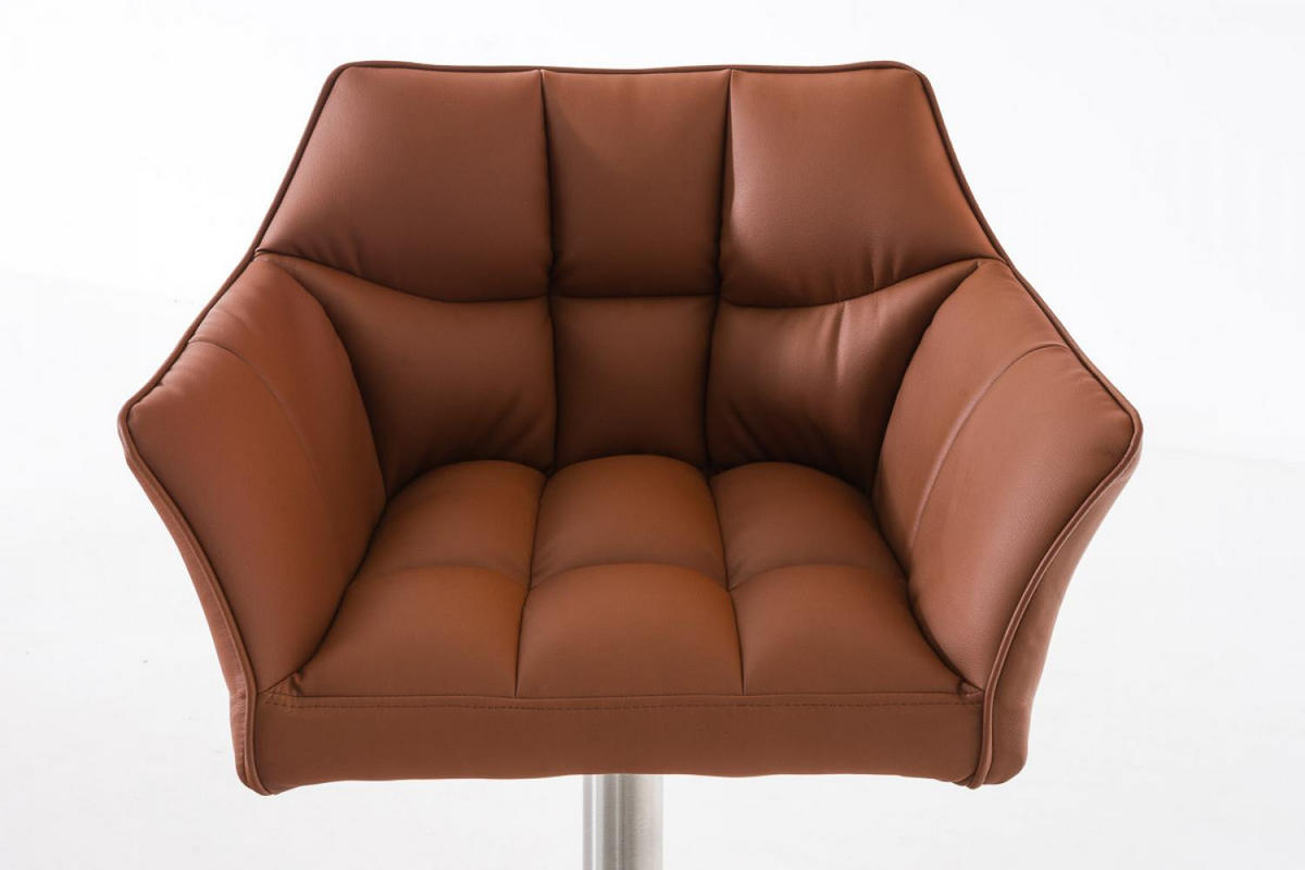 BARHOCKER Lederlook Hellbraun - Hellbraun/Edelstahlfarben, Textil/Metall (64/88/45cm) - CLP