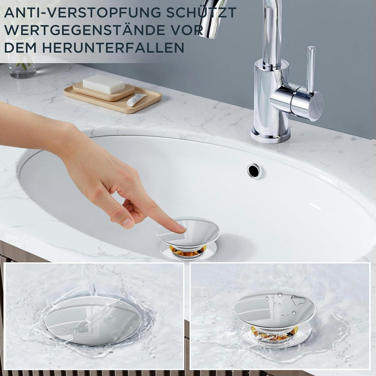 WASCHTISCHARMATUR Hoch mit Ablaufgarnitur 360° drehbar polierter Chrom 175mm - Silberfarben, Metall (15.1/17.5/25cm)