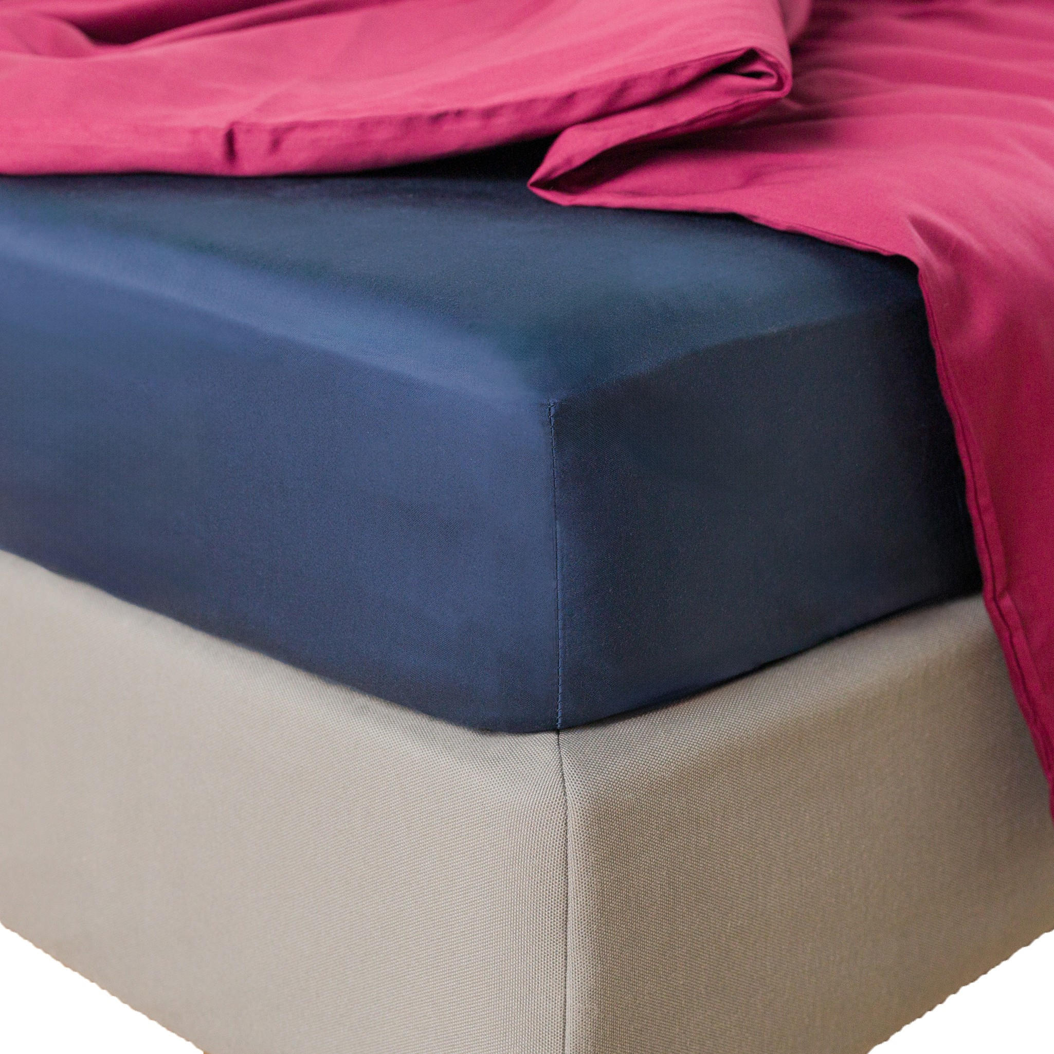 SPANNBETTLAKEN Satinette - Dunkelblau, Textil (160/200cm) - home&you