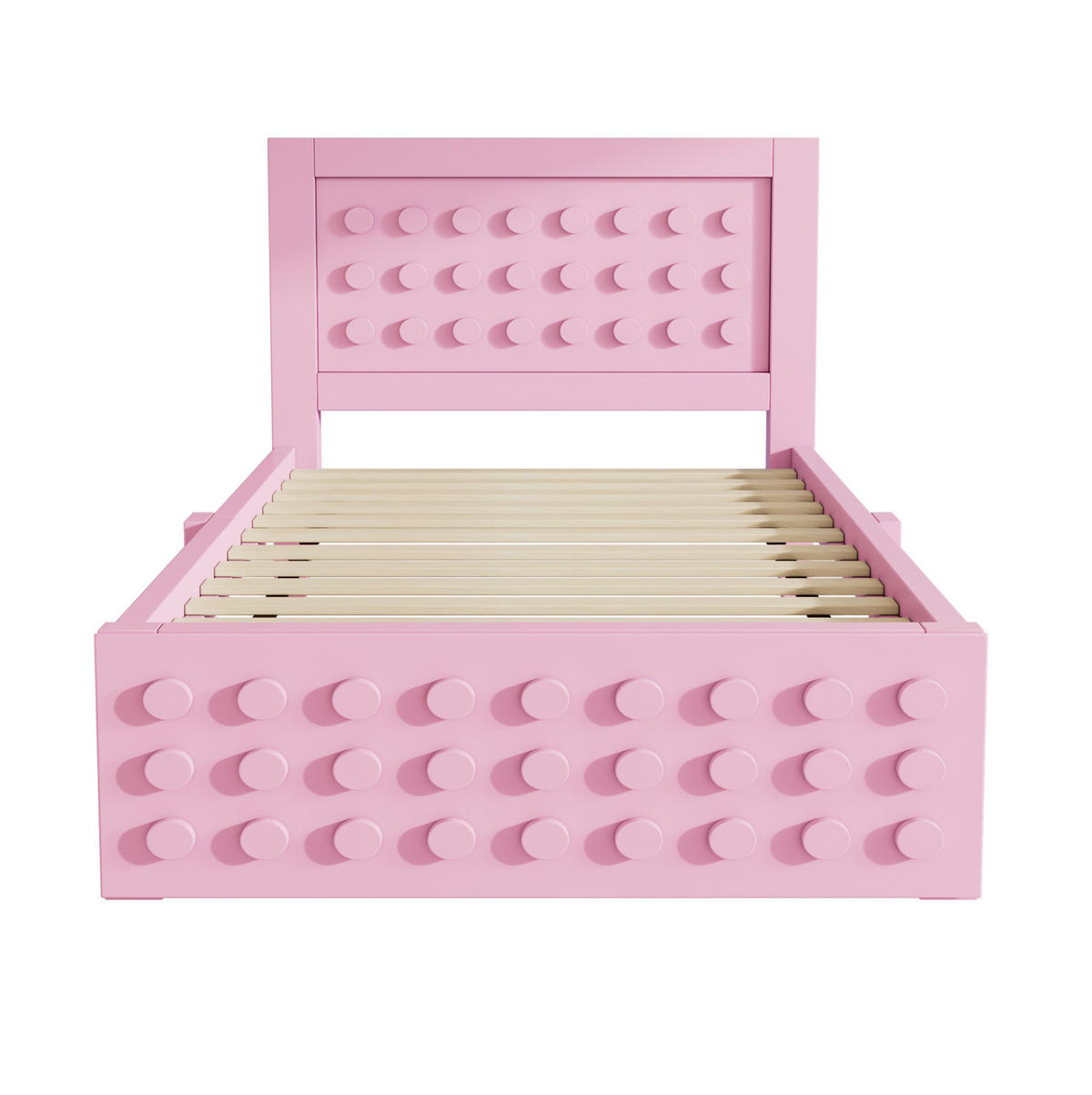 KINDERBETT 90/200 cm Rosa aus Holz mit Schublade und Lattenrost - Rosa, Holz (90/200cm) - Flora Grace