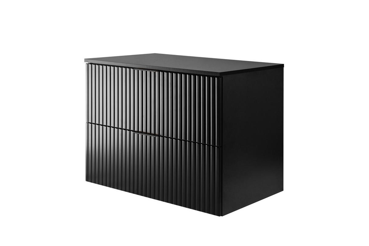 WASCHBECKUNTERSCHRANK, Schwarz, 80 x 57 x 46 cm, schwarzer Griff + Arbeitsplatte - Schwarz, Holzwerkstoff (80/57/46cm) - 3XE LIVING