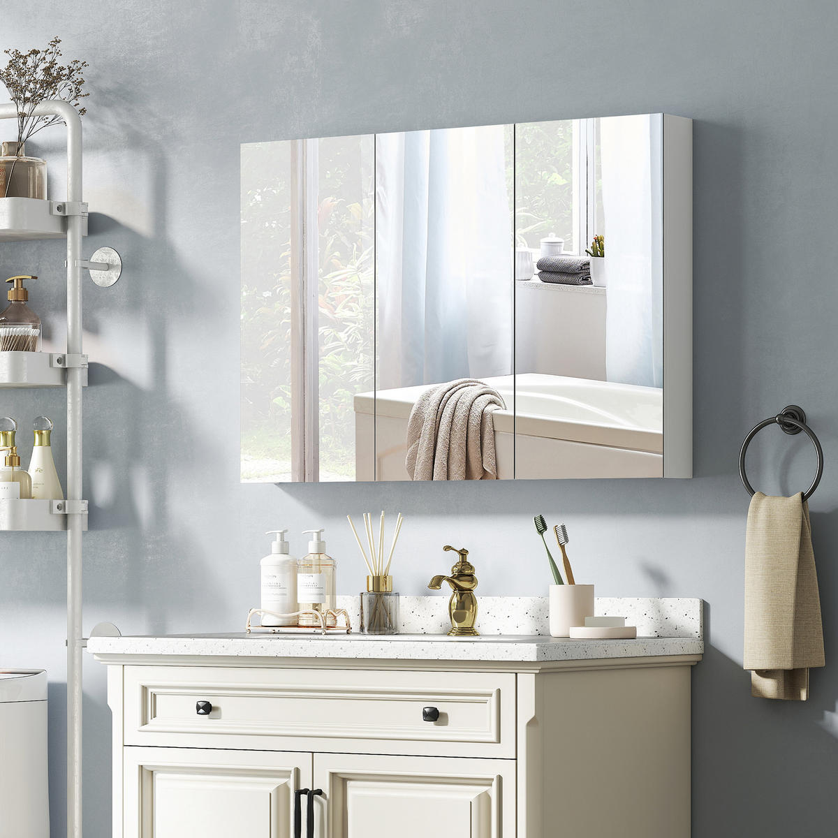 SPIEGELSCHRANK Weiß 91,5/11,5/65 cm - Weiß, Holzwerkstoff (91.5/65/11.5cm) - PANGIVO