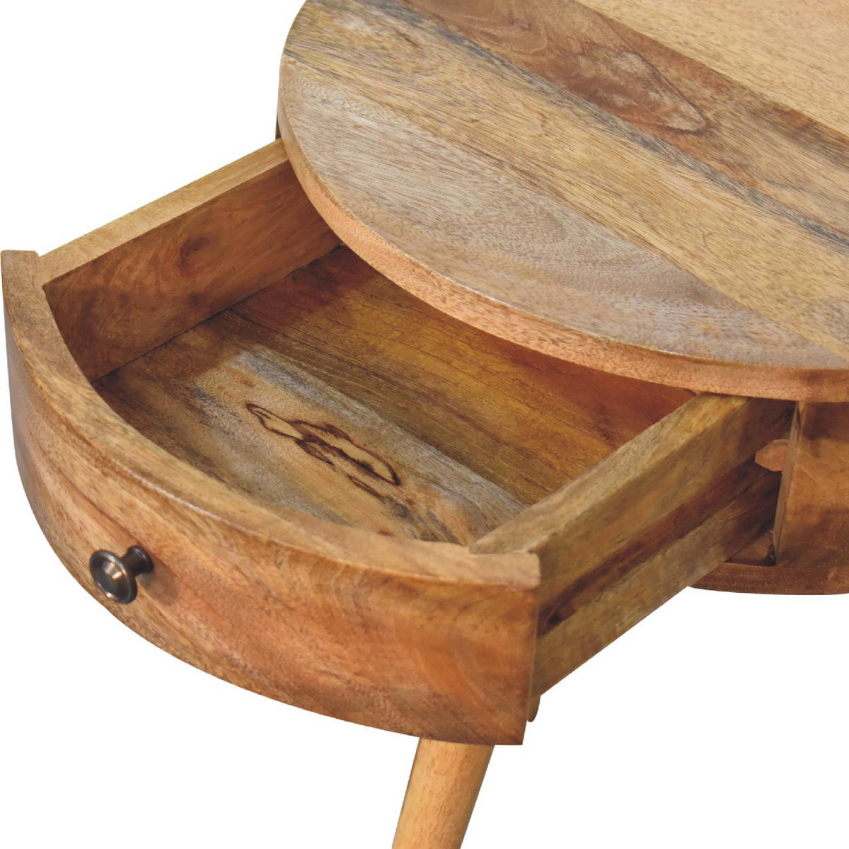 NACHTTISCH RUND EICHEN-FINISH - Beige/Messingfarben, Holz/Metall (40/52/32cm) - Artisan Furniture