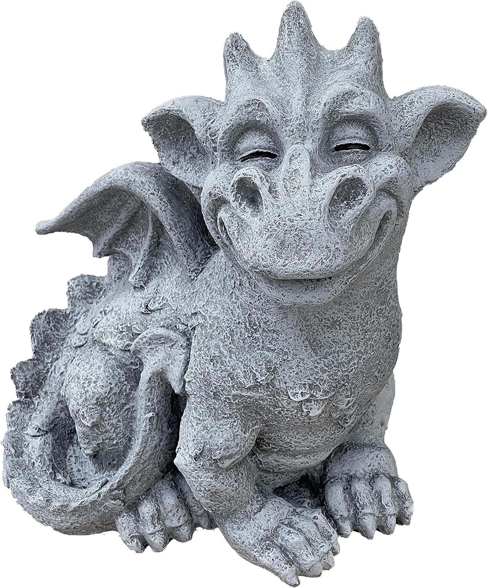 STEINFIGUR großer Drache Cristiano frostfest wetterfest Gartenfigur - Grau, Stein (22/28/21cm) - stoneandstyle