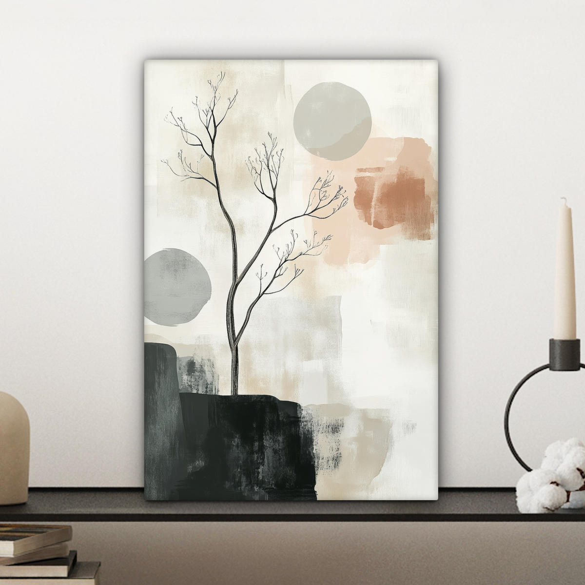 LEINWANDBILD Wabi sabi - Beige - Pflanze 20x30 cm - Sandfarben, Textil (20/30cm) - MuchoWow