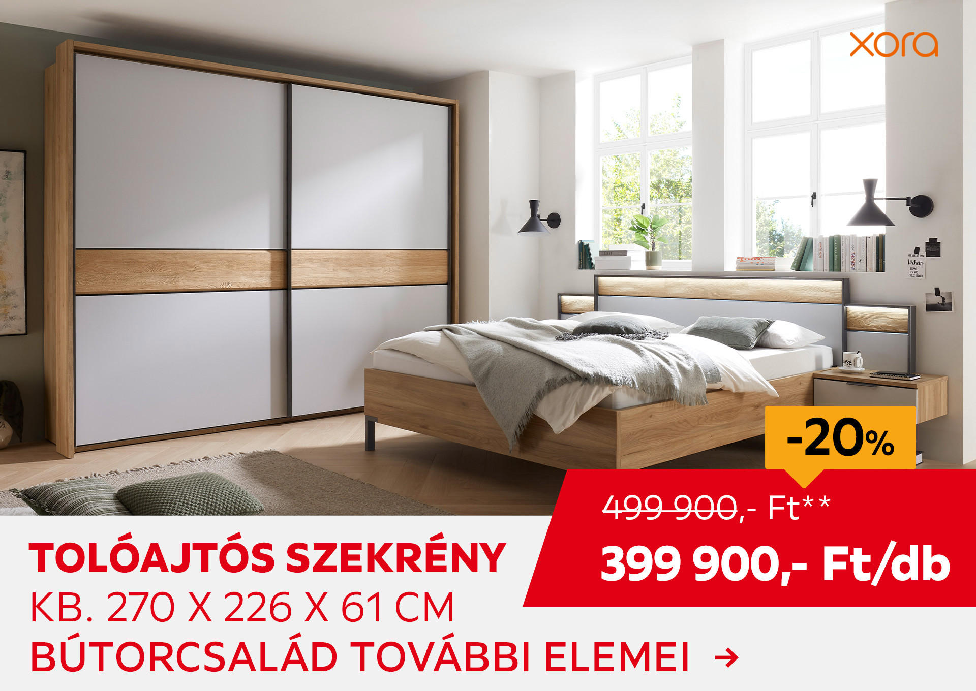 TOLÓAJTÓS SZEKRÉNY kb. 270 x 226 x 61 cm Kiemelt termék 499900 Ft.- helyett 399900 Ft.-