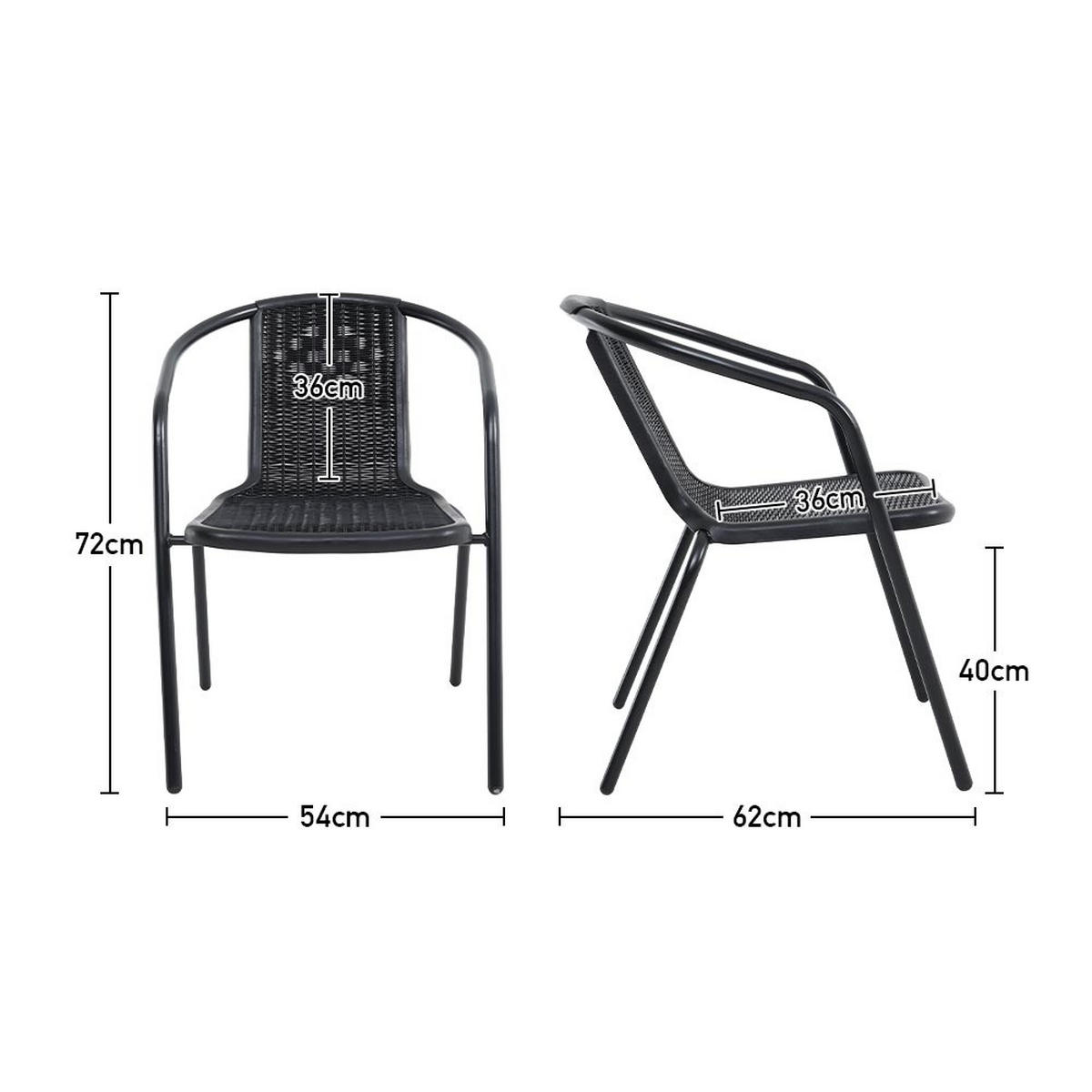 STAPELSTUHL 4er-set (4 Stühle) aus PE-Rattan Metallgestell in Schwarz für Garten Terrase und Balkon - Schwarz, Metall (33/72/42cm) - Livingandhome