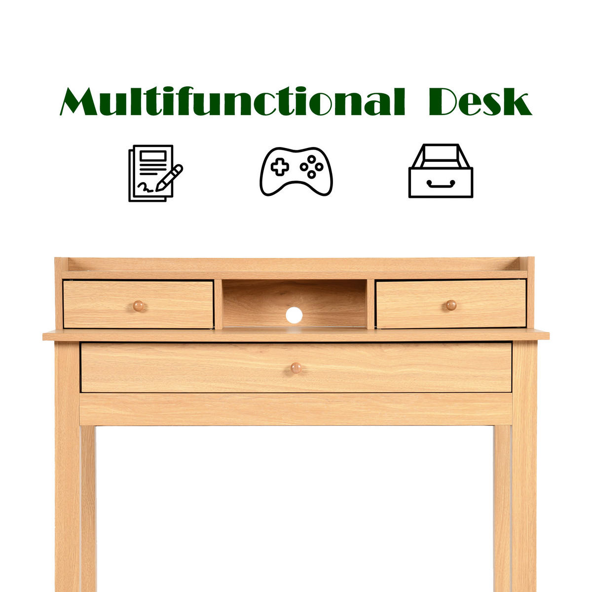 SCHREIBTISCH helles Holz - Hellbraun, Holz/Holzwerkstoff (100/50/91cm) - Urban Meuble