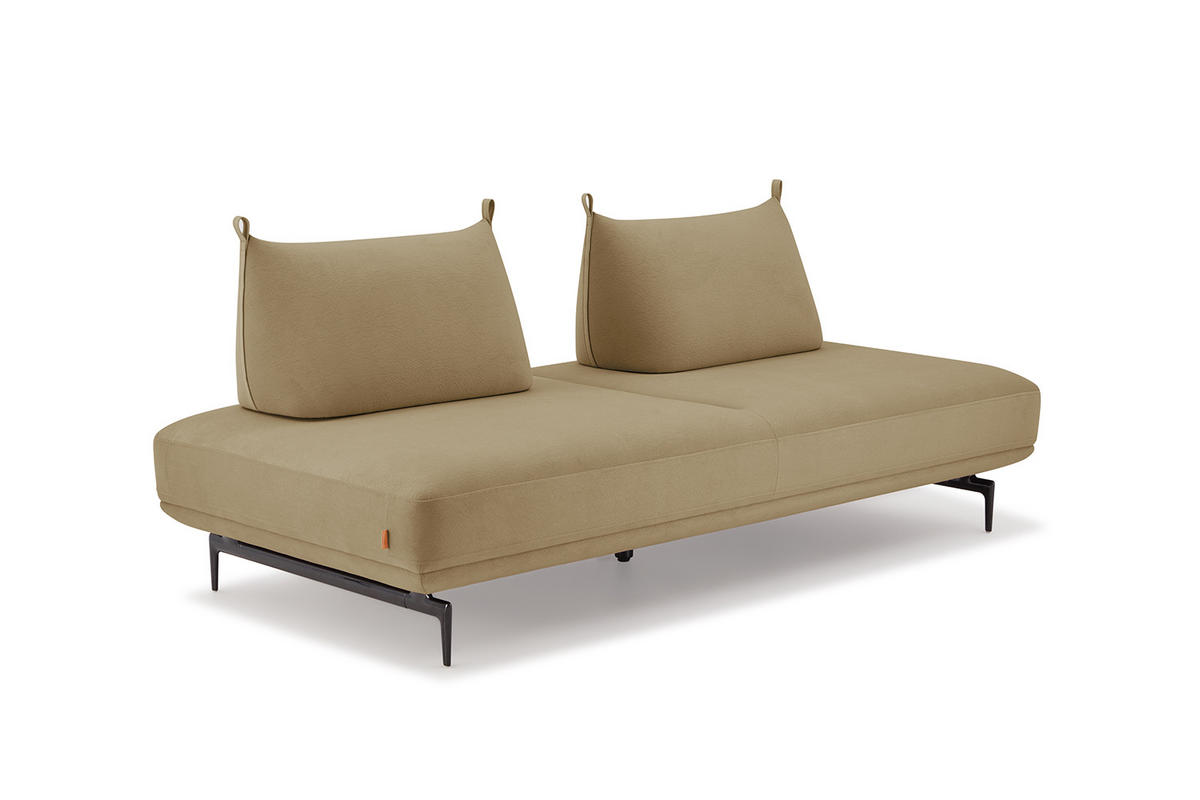 ECKSOFA CANE Taupe Webstoff - Taupe/Schwarz, Textil/Metall (310/210cm) - KAWOLA