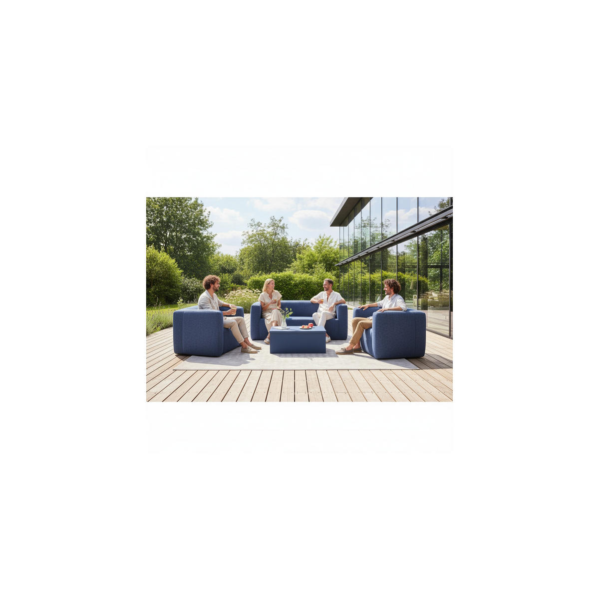 TRUHENTISCH - Öffnung nach oben - Innen und außen - Farbe Blau - Blau, Kunststoff (38.5/96/45.5cm) - Terracotta