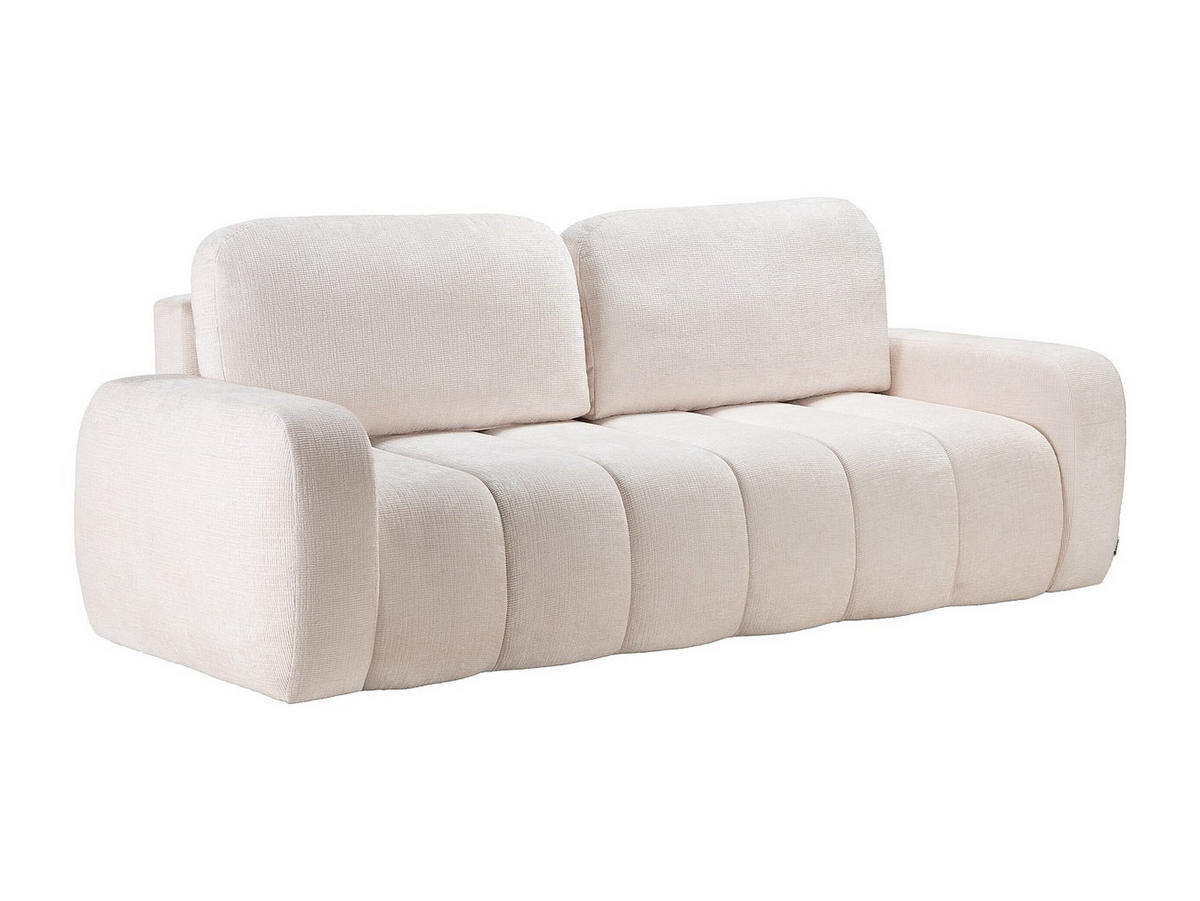 3-SITZER Schlafsofa aus Chenille-Stoff – Beige – TALIVO - Beige, Textil (256/99/105cm) - Vente-Unique