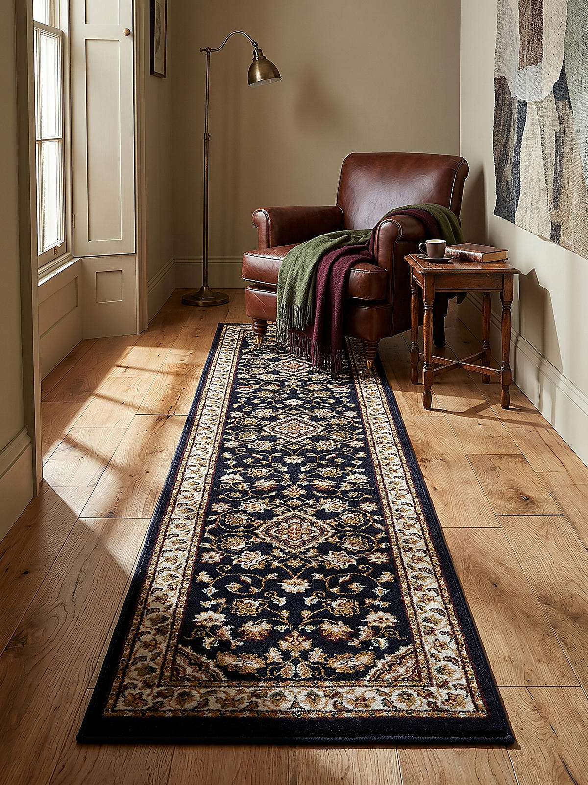 TEPPICH GLAZERT, klassisch-floral, Dunkelblau, 60 x 230 cm - Blau, Textil (60/230cm) - KADIMA DESIGN