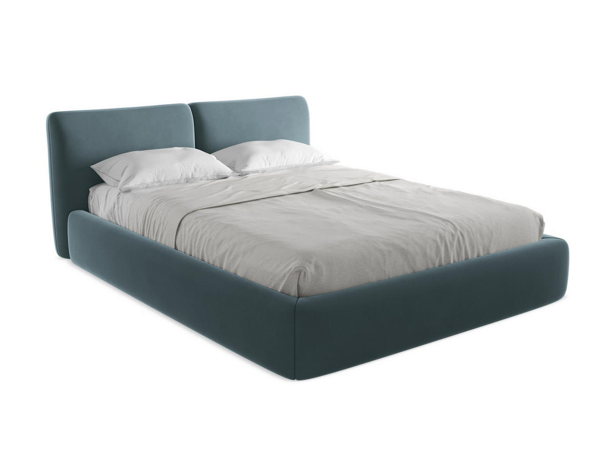 POLSTERBETT mit Bettkasten und Lattenrost 180x228 Blau - Blau/Petrol, Kunststoff/Textil (160/200cm) - Makamii