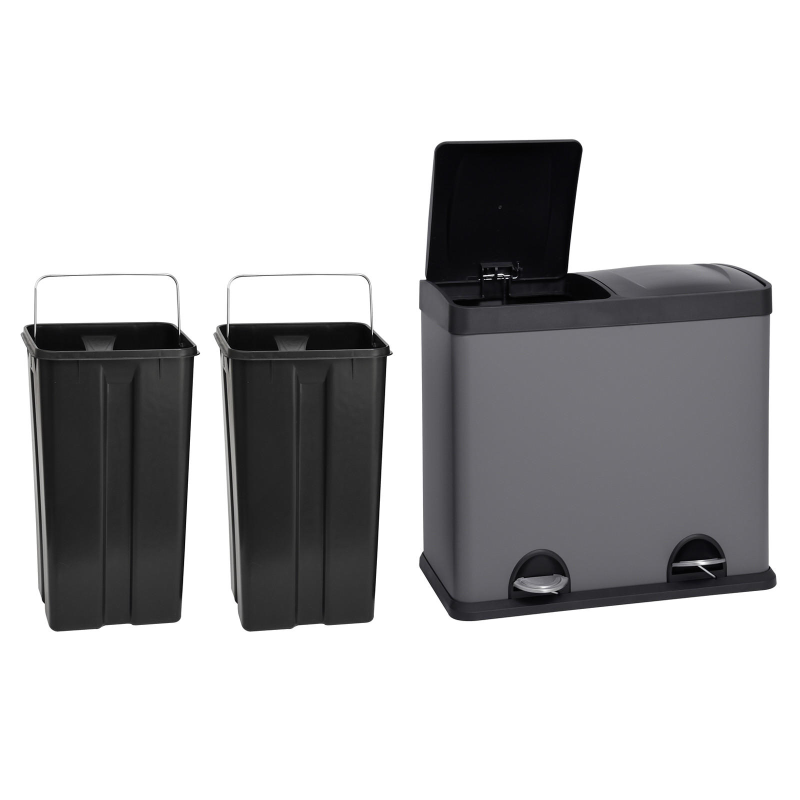 MÜLLEIMER T2X24 Grau - Grau, Metall (59/54/33cm) - SVITA