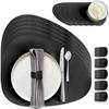 TISCHSETS aus Kunstleder Steinform 18 Teile - Schwarz, Textil (40/32/3cm) - Miqio Design