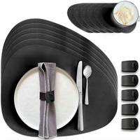 TISCHSETS aus Kunstleder Steinform 18 Teile - Schwarz, Textil (40/32/3cm) - Miqio Design
