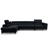 ECKSOFA PUDDING MAXI L Links mit Schlaffunktion 125x195 Velours Schwarz - Schwarz, Holz/Textil (350/203cm) - Muffo