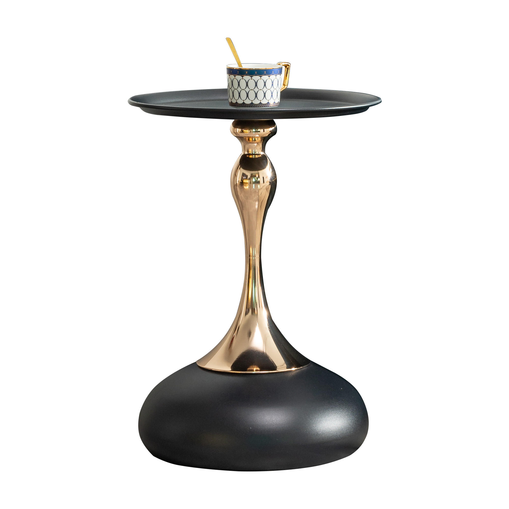 COUCHTISCH Beistelltisch Metall Tray Oberfläche kompakt modern stabil Schwarz Standardgröße Metallgestell - Goldfarben/Schwarz, Metall (38/38/54cm) - EVRYAE