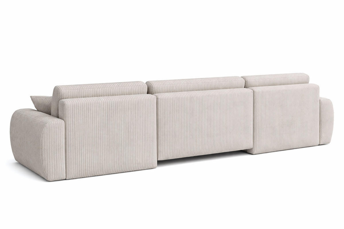 ECKSOFA Mit Schlaffunktion Und Bettkasten U-Form Ariel U, Cordstoff Poso, Beige - Beige, Holz (342/142cm) - Kaiser Möbel