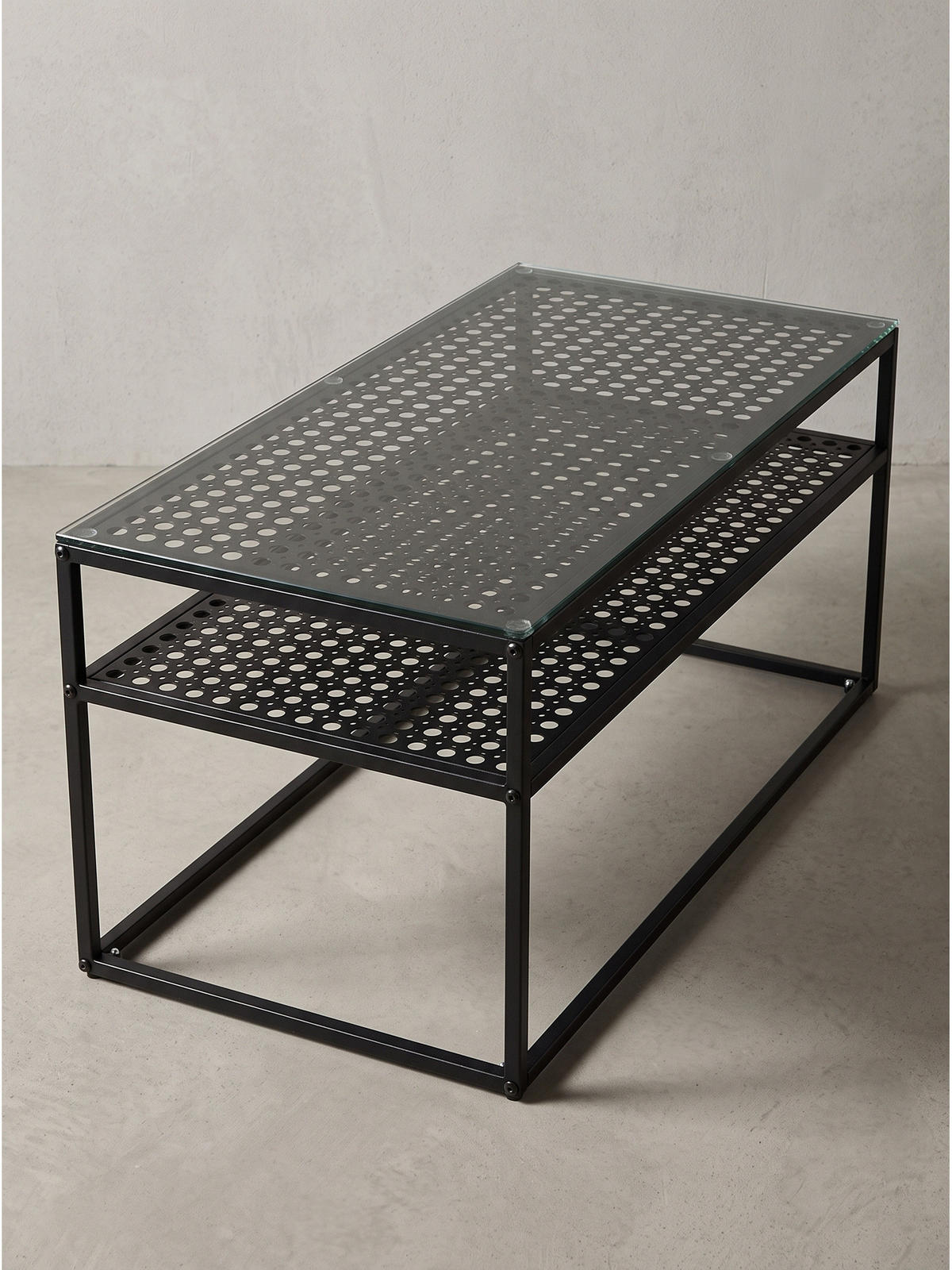 COUCHTISCH ALCUDIA, Einscheibensicherheitsglas, Schwarz, 100 x 50 x 45 cm - Schwarz, Glas/Metall (50/100/45cm) - KADIMA DESIGN