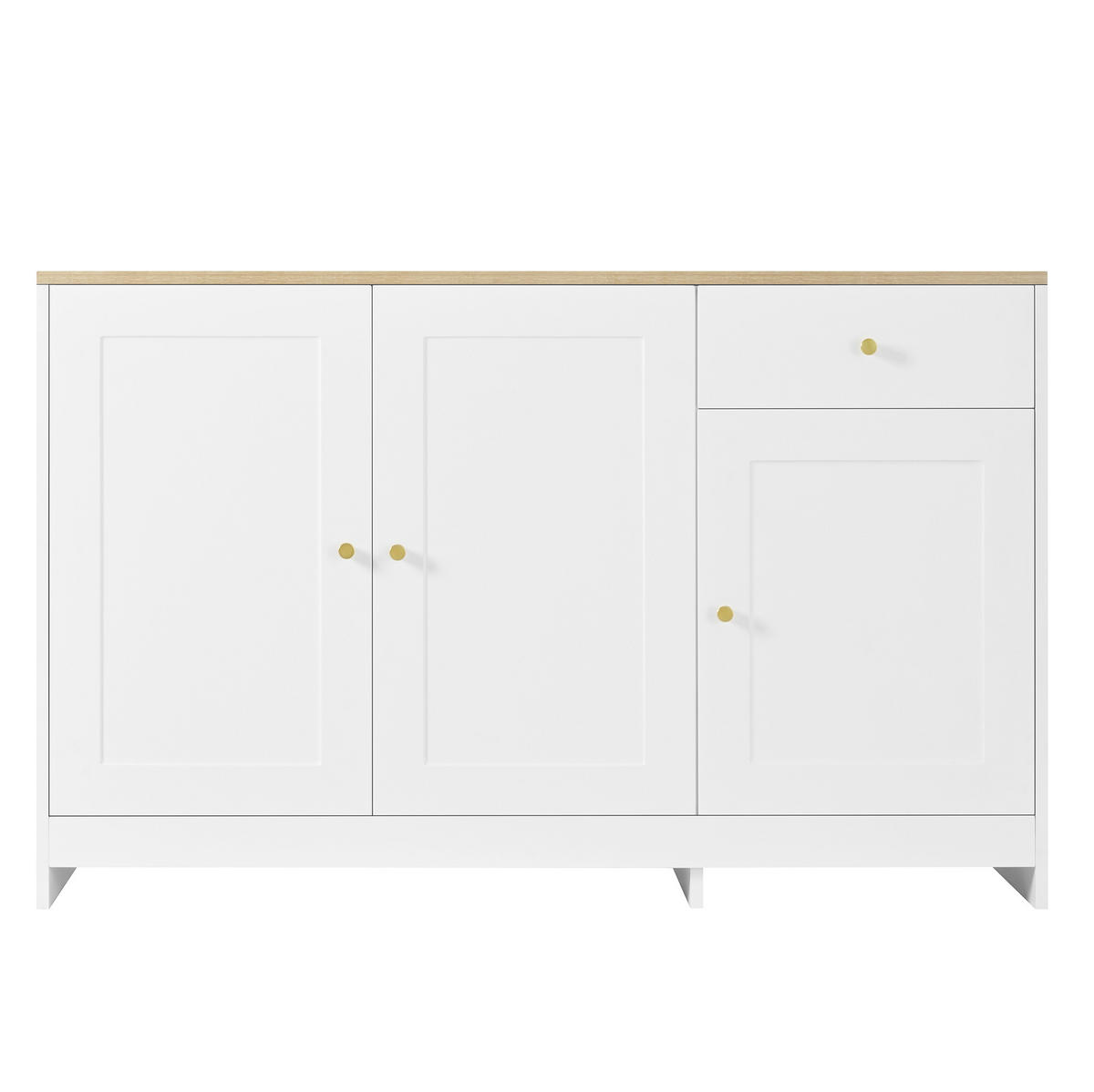 SIDEBOARD 120/40/75 cm mit 3 Türen & Schublade in Weiß und Natur - Weiß, Holzwerkstoff (120/75/40cm) - BEAOK