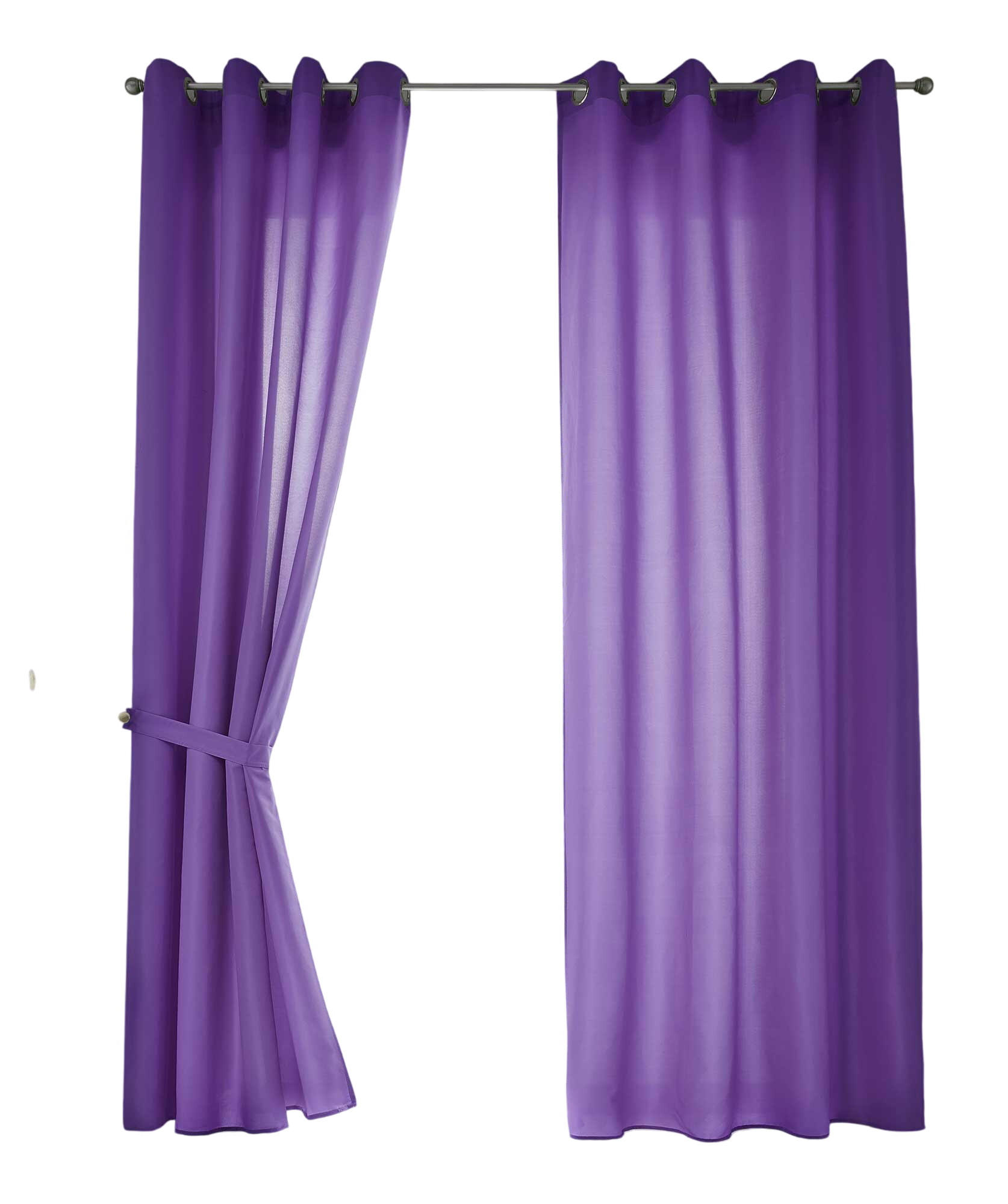 Set van 2 gordijnen, transparant, voor de woonkamer, voile met loodband, H x B 175 x 140 cm, paars, 61000CN