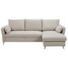 SCHLAF-ECKSOFA Stauraum 3/4-Sitzer Ozeanblauer Stoff Helles Holz DRISS - Beige, Textil (159.5/241cm) - Miliboo