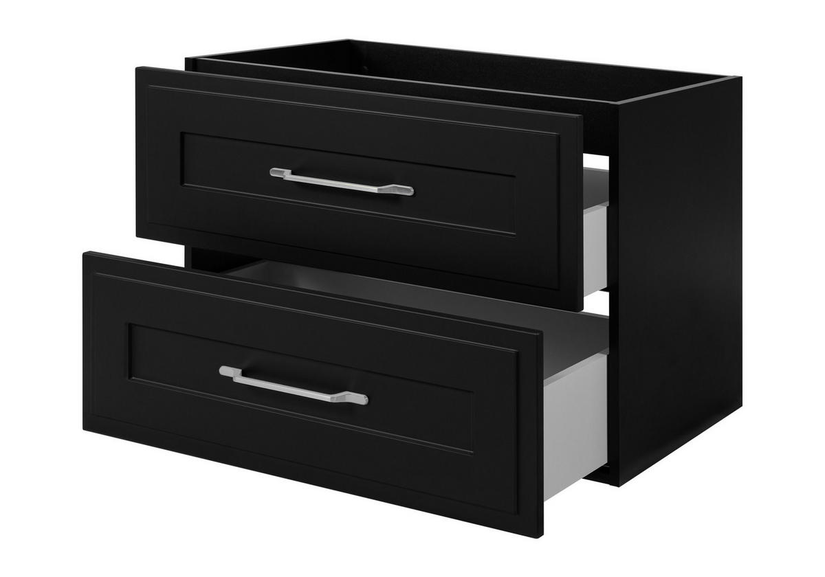 WASCHTISCHUNTERSCHRANK im klassischen Stil, schwarz, 80 x 57 x 46 cm - Silberfarben/Schwarz, Holzwerkstoff (80/57/46cm) - 3XE LIVING