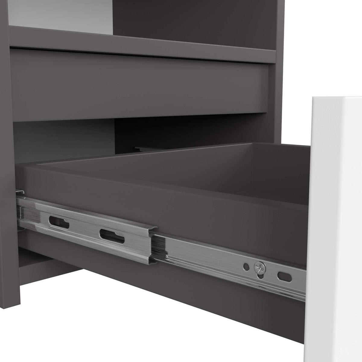 NACHTSCHRANK CL1, Grau-Weiß, 40x35x40 cm - Weiß/Grau, Holz (40/40/35cm) - Milordbikes