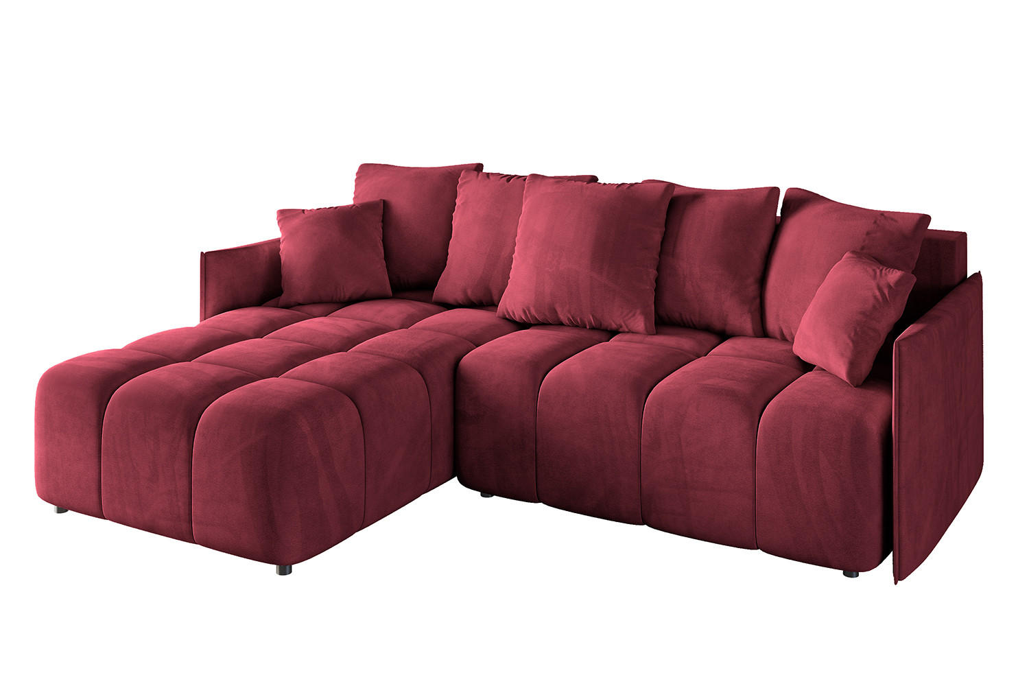 ECKSOFA mit Schlaffunktion und Bettkasten LONLI-L 242x175x88 Bordeaux Velours - Bordeaux, Holzwerkstoff/Kunststoff (242/175cm) - ALTDECOR