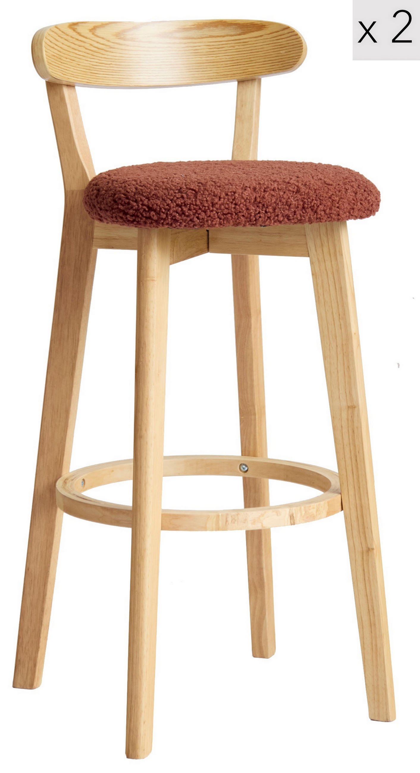 BARHOCKER 2er-Set Stoff Terrakotta - Rot, Textil (38/92/42cm) - Nordlys