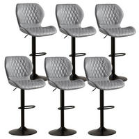 BARHOCKER 6er-Set PU-Kunstleder Grau Höhenverstellbar - Grau, Kunststoff (46.5/111/38cm)