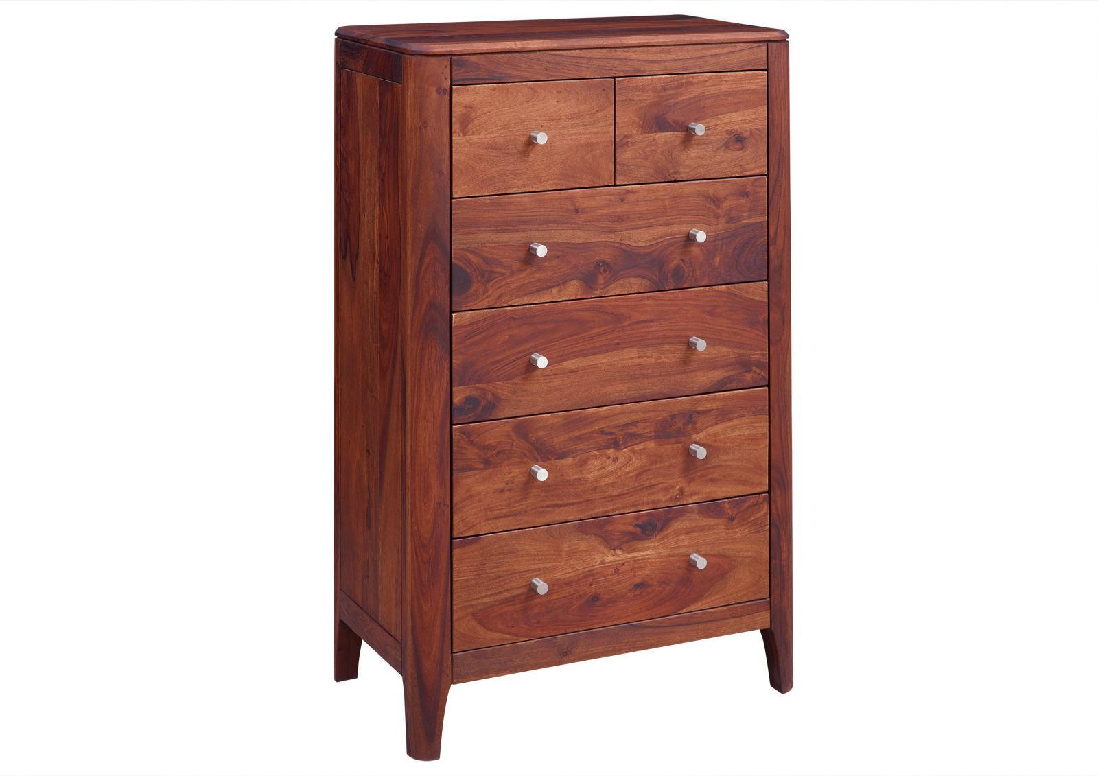 KOMMODE Sheesham 70x40x115 walnuss geölt BROOKLYN #23 - Dunkelbraun, Holz (70/115/40cm) - Massivmoebel24