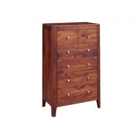 KOMMODE Sheesham 70x40x115 walnuss geölt BROOKLYN #23 - Dunkelbraun, Holz (70/115/40cm) - Massivmoebel24