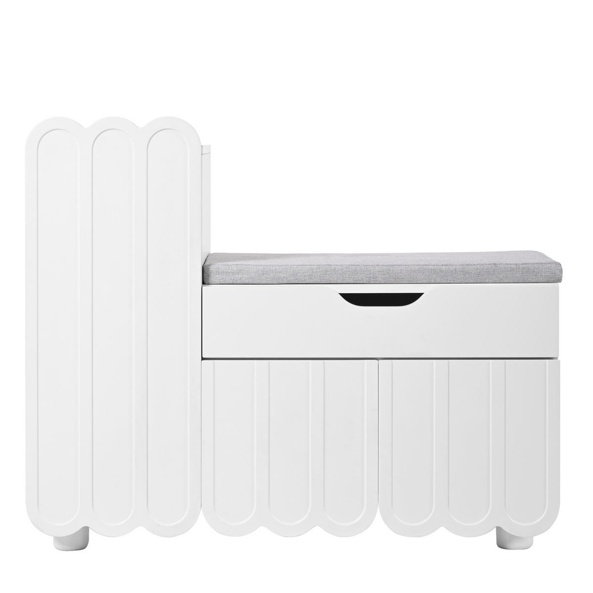 SCHUHSCHRANK mit Sitzpolster 90 x 35 x 74,5 cm MDF Weiß - Weiß, Holzwerkstoff (35/74.5/90cm) - Beauniv