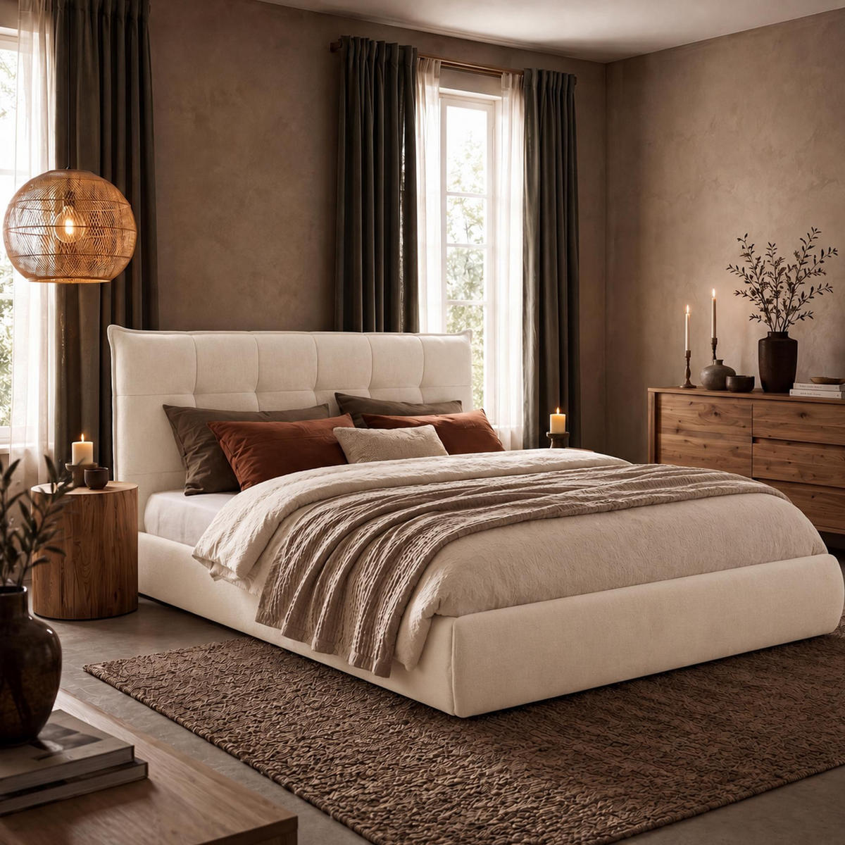 POLSTERBETT 180 cm/200 cm cm Stoff Creme - Creme, Textil (198/220cm) - CLP
