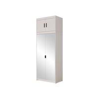 KLEIDERSCHRANK Elena 2D + Schrankaufsatz - Schwarz/Weiß, Holzwerkstoff/Kunststoff (90/246/53cm) - MIRJAN24