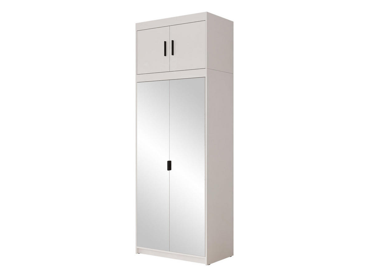 KLEIDERSCHRANK Elena 2D + Schrankaufsatz - Schwarz/Weiß, Holzwerkstoff/Kunststoff (90/246/53cm) - MIRJAN24