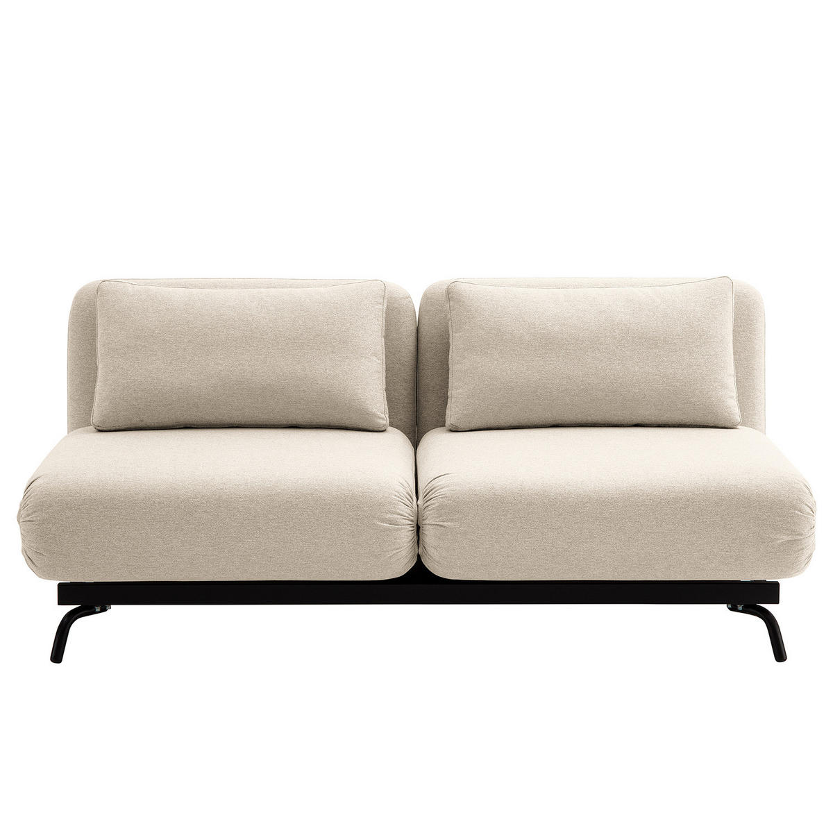 SCHLAFSOFA mit Relaxfunktion - Webstoff - Beige/Schwarz, Textil/Metall (184/78/85cm) - home24