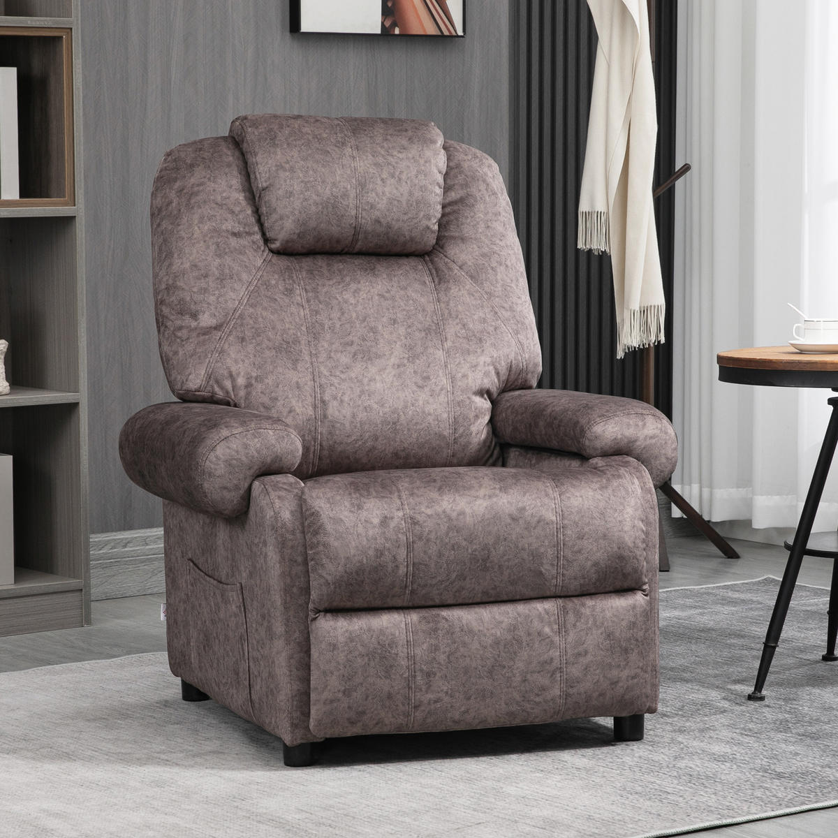 RELAXSESSEL, Manuell verstellbar, Samtbezug, Zusatzpolsterung, bequem, Braun - Multicolor, Holzwerkstoff (88/108/91cm) - FORIOUS