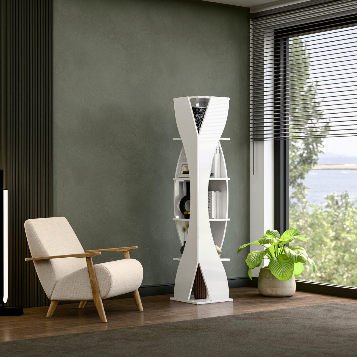 BÜCHERREGAL Reva - Weiß, Holzwerkstoff (40/180/40cm) - Decorotika