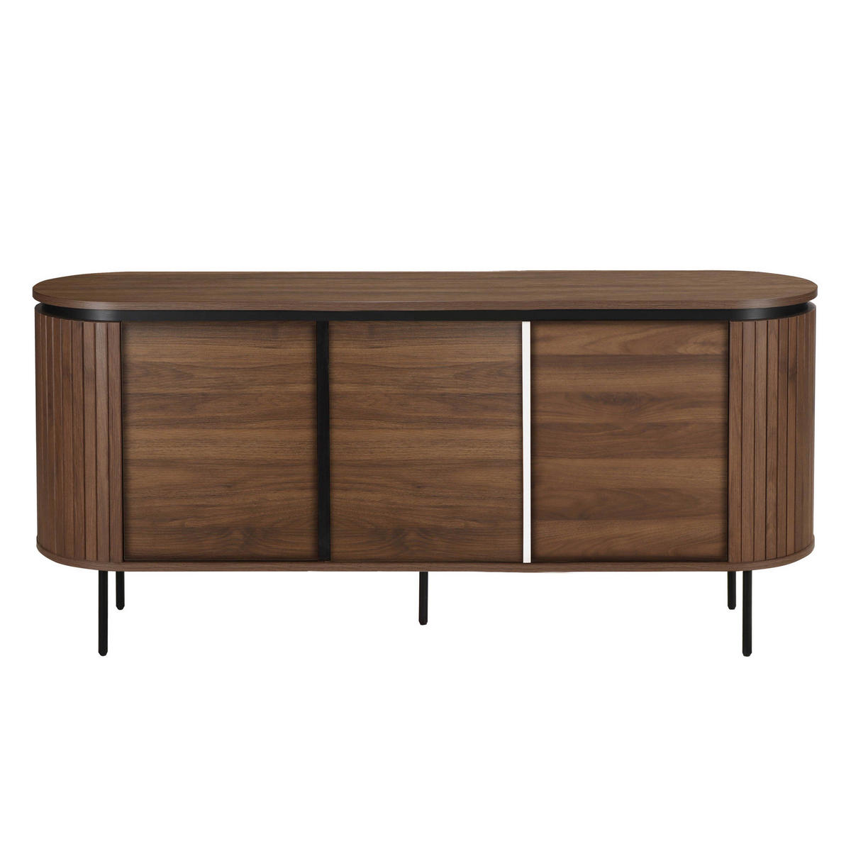 SIDEBOARD, dunkles Holzeffekt - Braun, Holz (40/76/160cm) - Oviala
