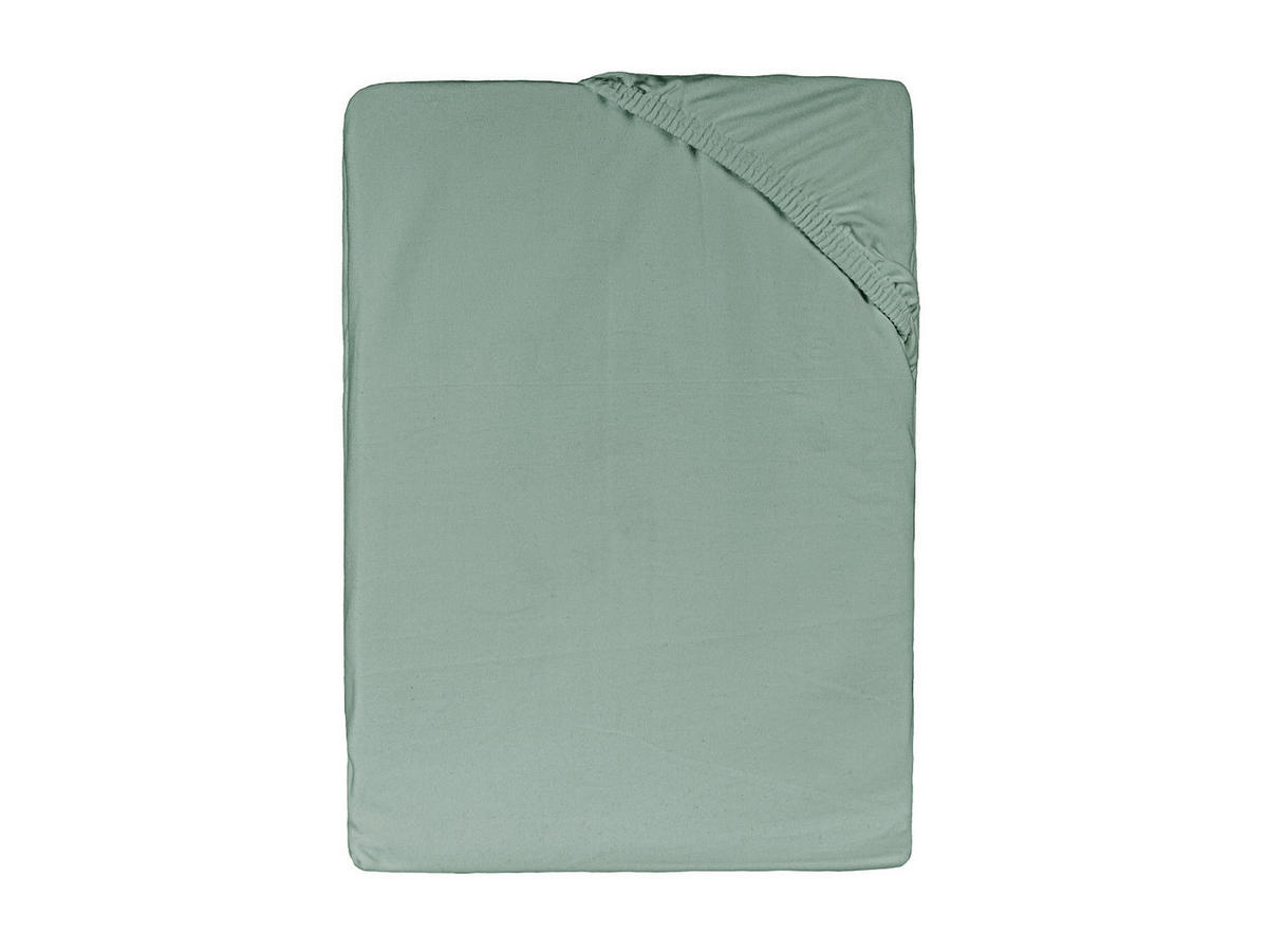 SPANNBETTLAKEN BasicSoft Baumwoll-Jersey mit Elasthan natural-grün 140-160/200 cm - Salbeigrün, Textil (140/200cm) - beties Heimtextil