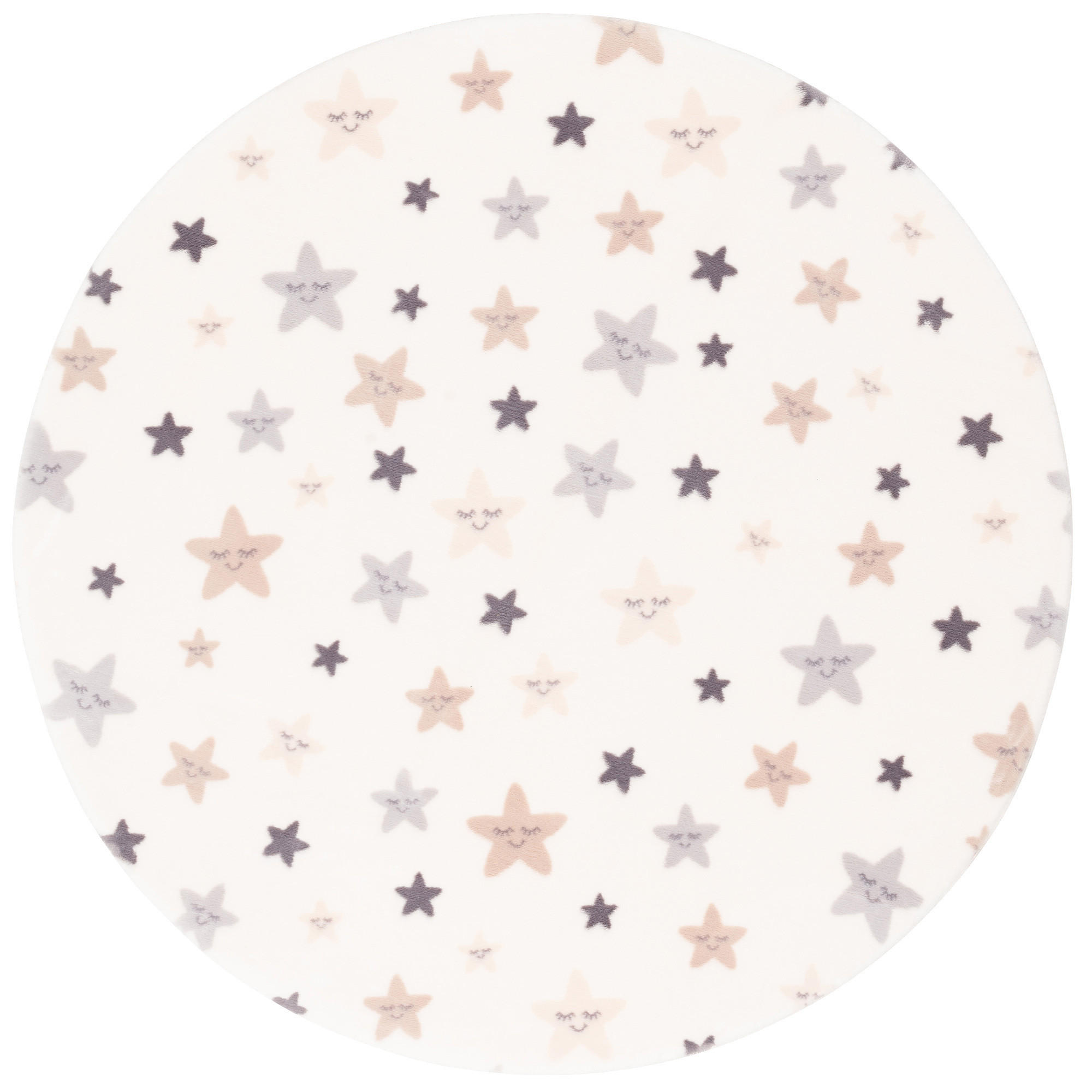 SUPER SOFT FELLTEPPICH PEARL KIDS STERNE RUND - Creme, Textil (120/120cm) - Pergamon