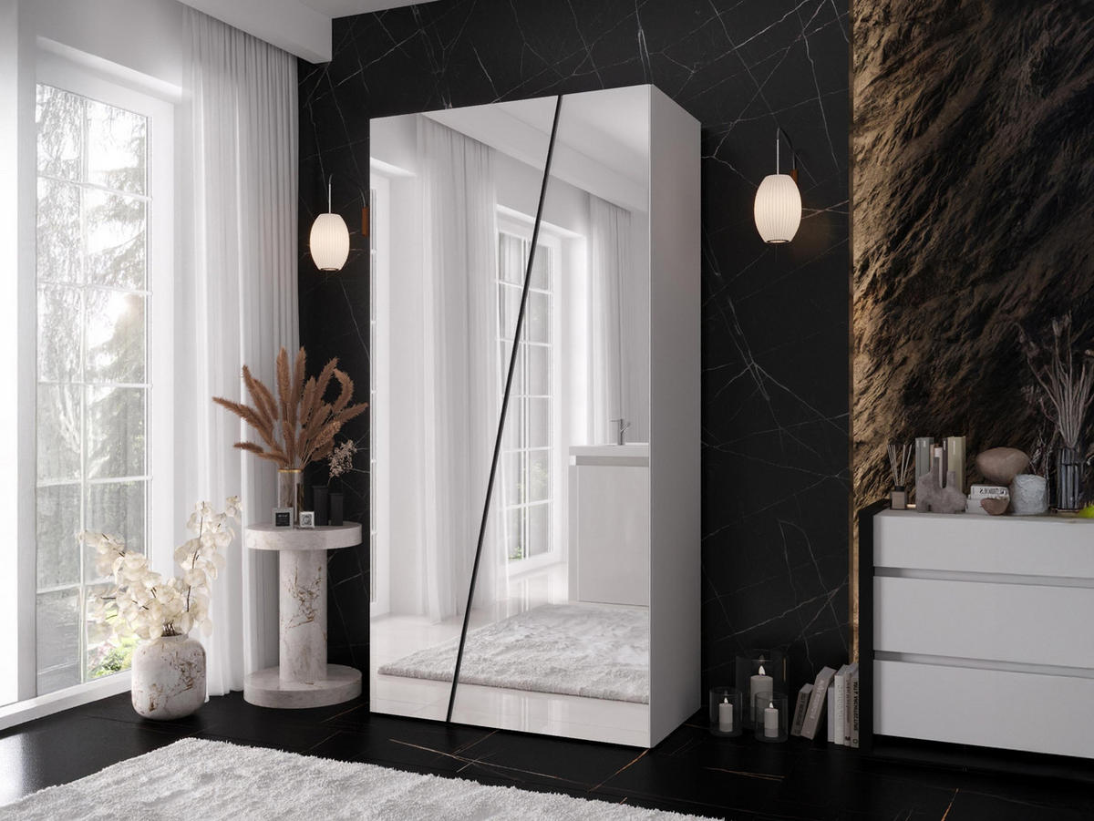 DREHTÜRENSCHRANK Zen 2L 100 cm - Schwarz/Weiß, Holzwerkstoff/Kunststoff (100/202/50cm) - MIRJAN24