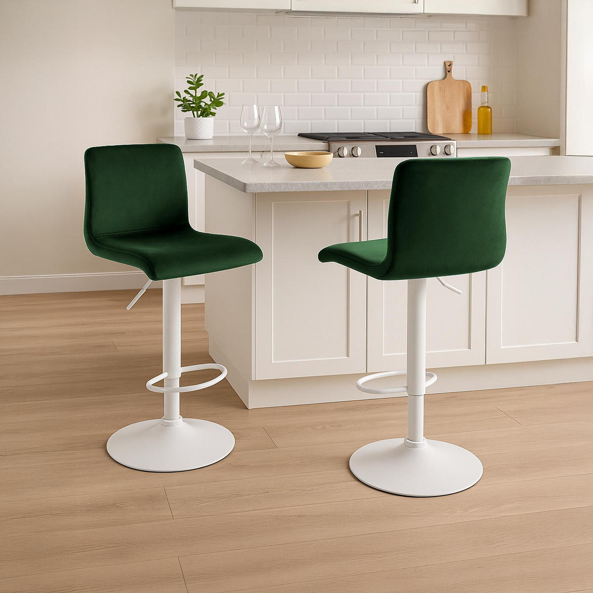 BARHOCKER Samt Grün - Grün, Textil (39/83/36cm) - CLP