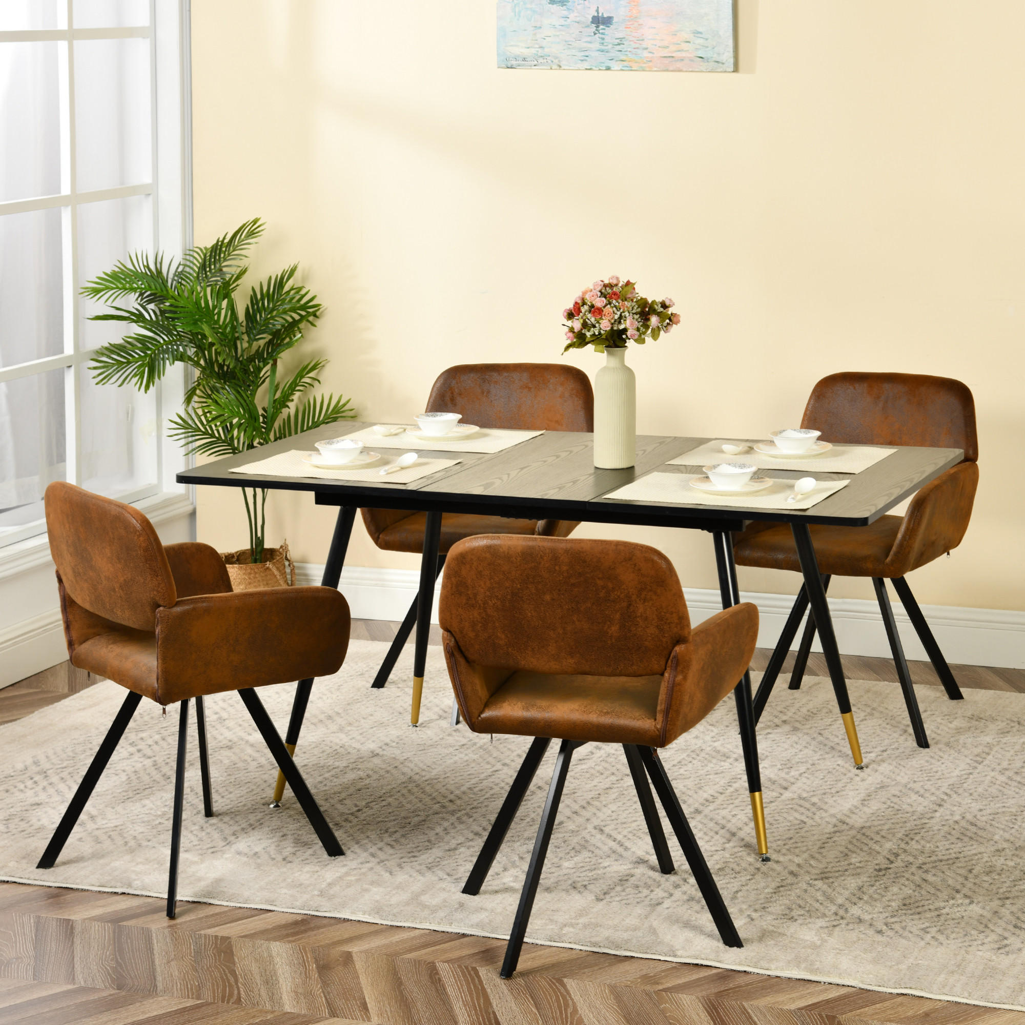 ESSTISCH Schwarz Marmormuster rechteckig ausziehbar 120-160/80/75cm - Goldfarben/Schwarz, Holz/Metall (80/120/75cm) - Urban Meuble