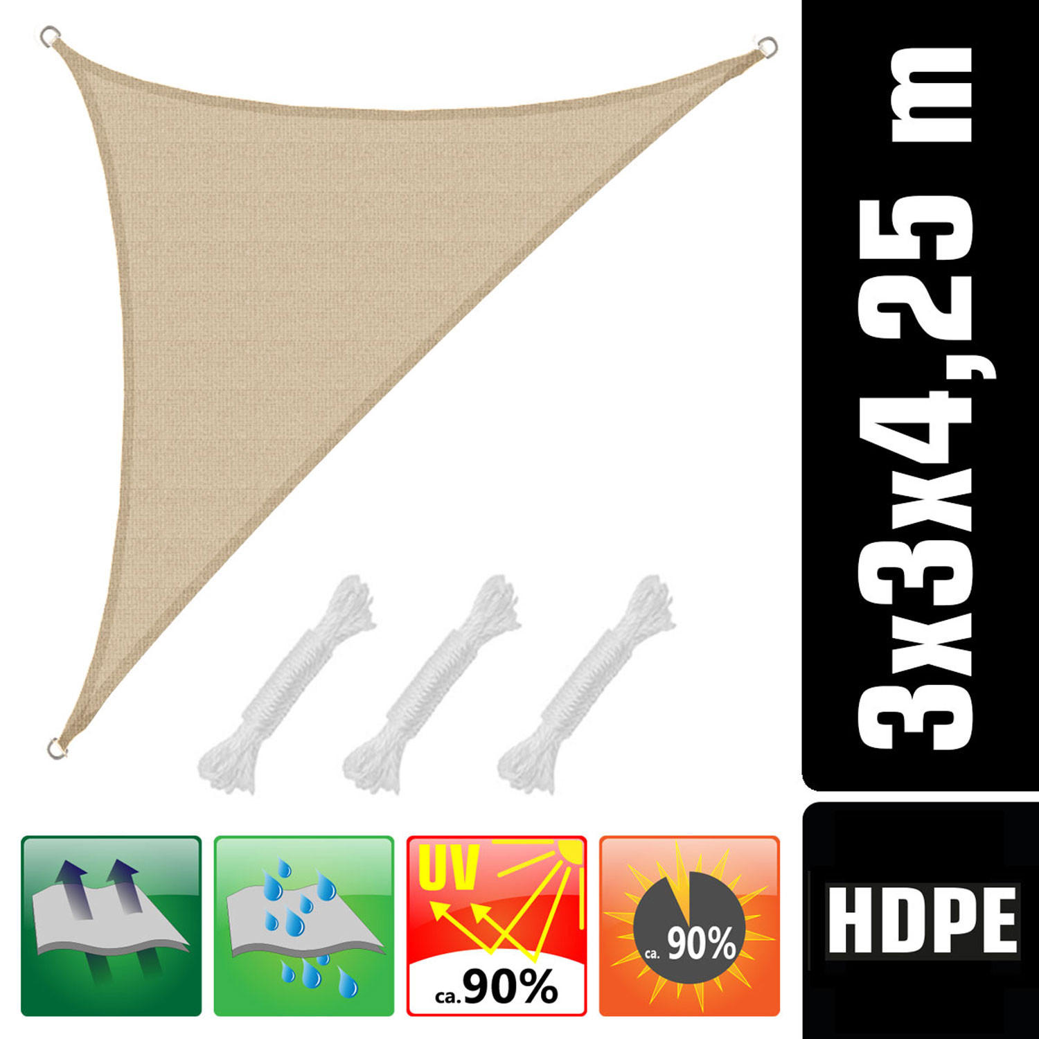 SONNENSEGEL Luftdurchlässig 425/300 cm Beige - Beige, Kunststoff (300/425cm) - Amanka
